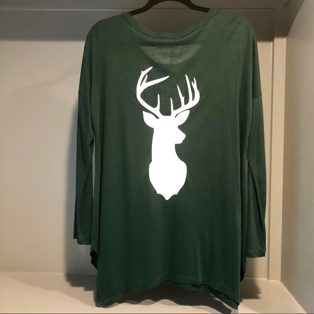 Oh Deer Christmas Is Here Long Sleeve Graphic Tee - Picture 2 of 3